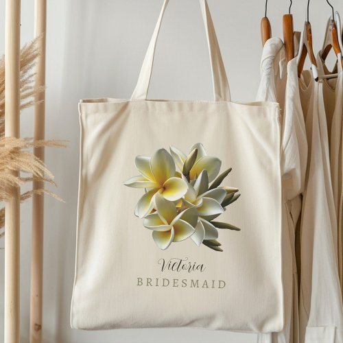 Plumeria Flowers Personalized Bridal Party Gift Tote Bag