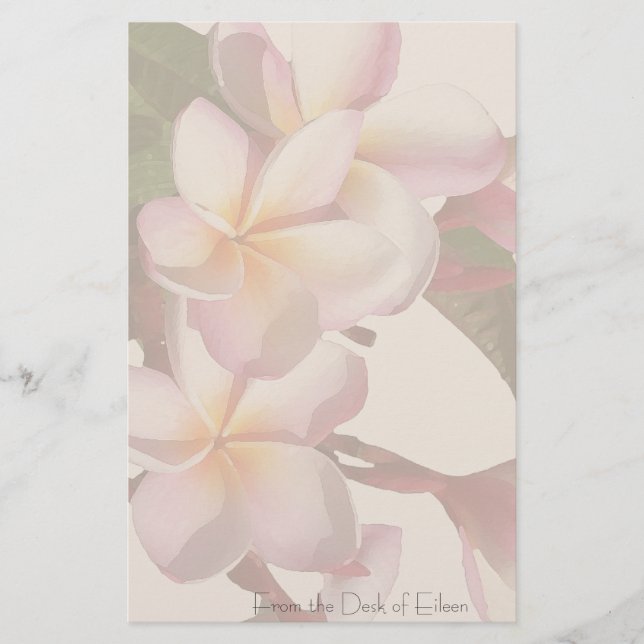 Plumeria Flowers Personalized Stationery (Front)