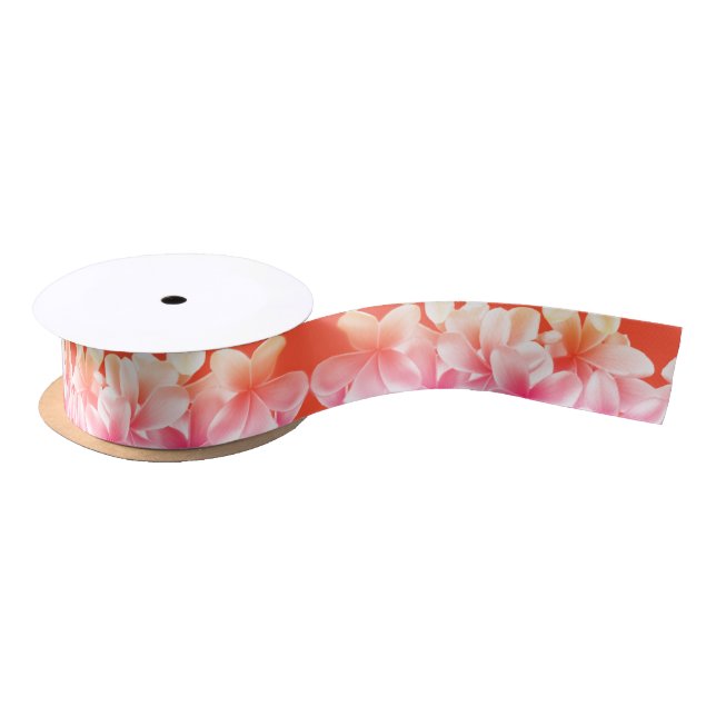 Plumeria Flowers Ribbon Pink n Orange (Spool)