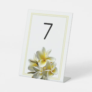 Plumeria Flowers Wedding Standing Table Number Pedestal Sign