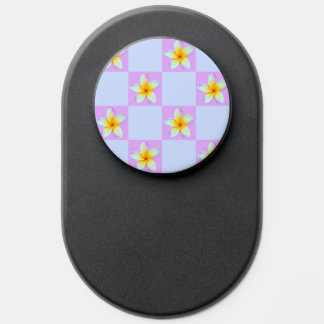 Plumeria Flowers with Checkered Pattern PopSocket