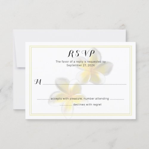 Plumeria Flowers Yellow Wedding RSVP Cards 