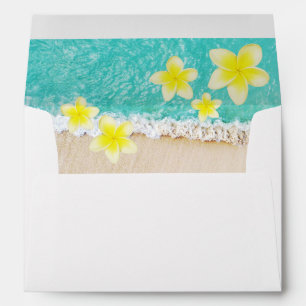 Plumeria Frangipani Beach 5x7 Wedding Invitation Envelope