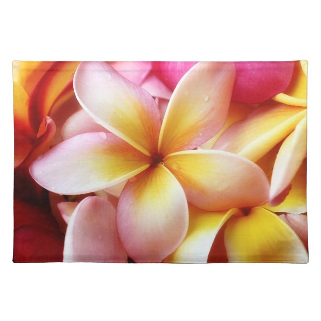 Plumeria Frangipani Hawaii Flower Customized Blank Cloth Placemat (Front)