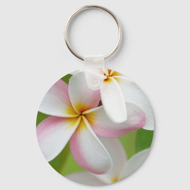 Plumeria Frangipani Hawaii Flower Customized Blank Keychain (Front)