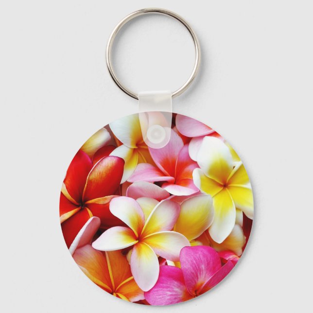 Plumeria Frangipani Hawaii Flower Customized Keychain (Front)