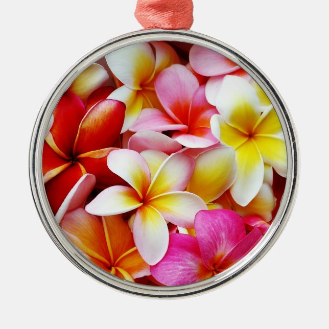 Plumeria Frangipani Hawaii Flower Customized Metal Ornament (Front)