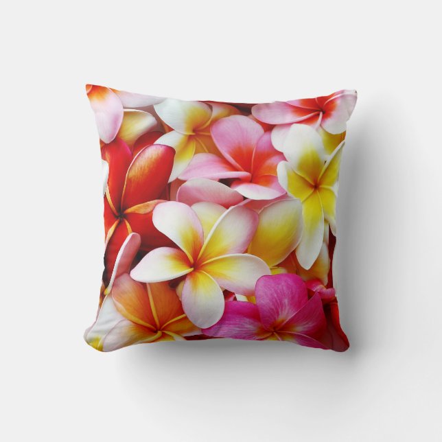 Plumeria Frangipani Hawaii Flower Customized Throw Pillow (Front)