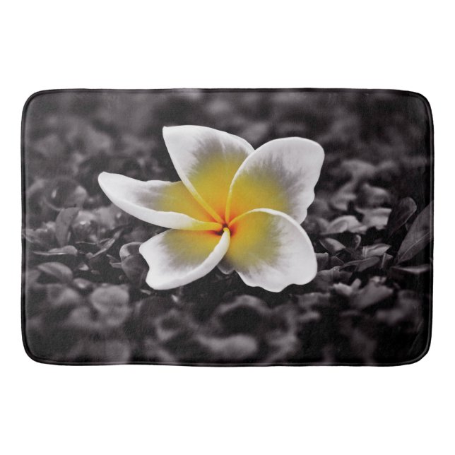 Plumeria Frangipani Hawaii Flowers Bathroom Mat (Front)