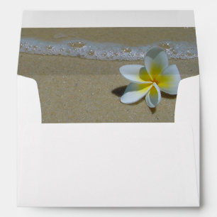 Plumeria Frangipani On Sand 5x7 Wedding Invitation Envelope