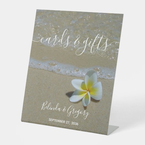 Plumeria Frangipani On Sand Wedding Cards  Gifts Pedestal Sign