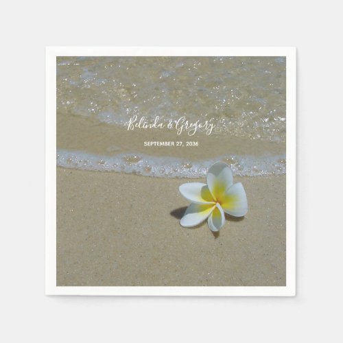 Plumeria Frangipani On Sand Wedding Napkins