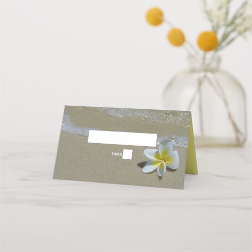 Plumeria Frangipani On Sand Wedding Place Card