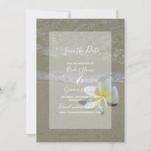 Plumeria Frangipani On Sand Wedding Save The Date