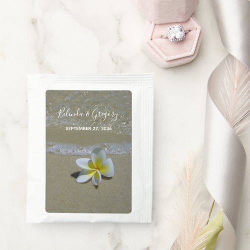 Plumeria Frangipani On Sand Wedding  Tea Bag Drink Mix