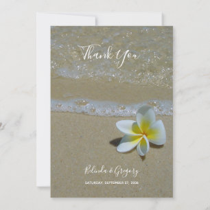 Plumeria Frangipani On Sand Wedding Thank You Card
