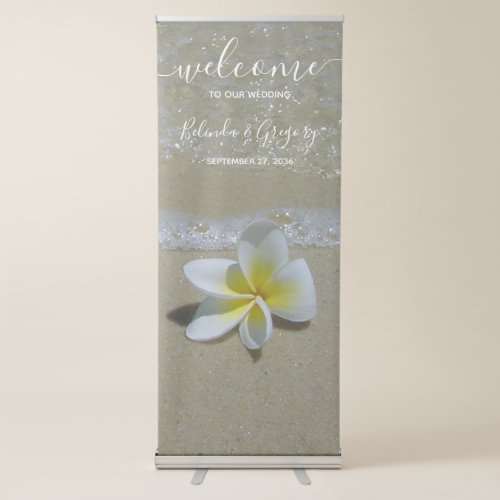 Plumeria Frangipani On Sand Wedding Welcome Sign