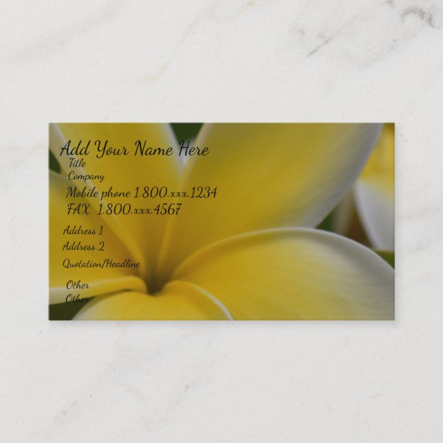 Plumeria Frangipani Tropical Flower Business Card (Front)