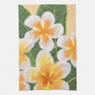 Plumeria Frangipani Tropical kitchen decor towel