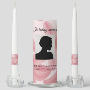 Plumeria funeral memorial pillar/ taper unity candle set