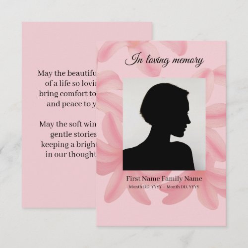 Plumeria funeral prayer card