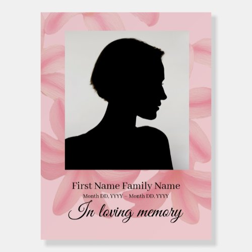 Plumeria funeral welcome sign foam bord