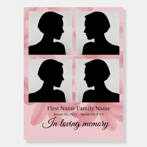 Plumeria funeral welcome sign foam bord collage