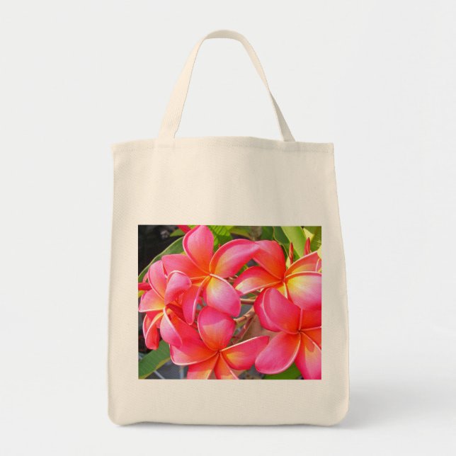 Plumeria Grocery Tote Bag (Front)