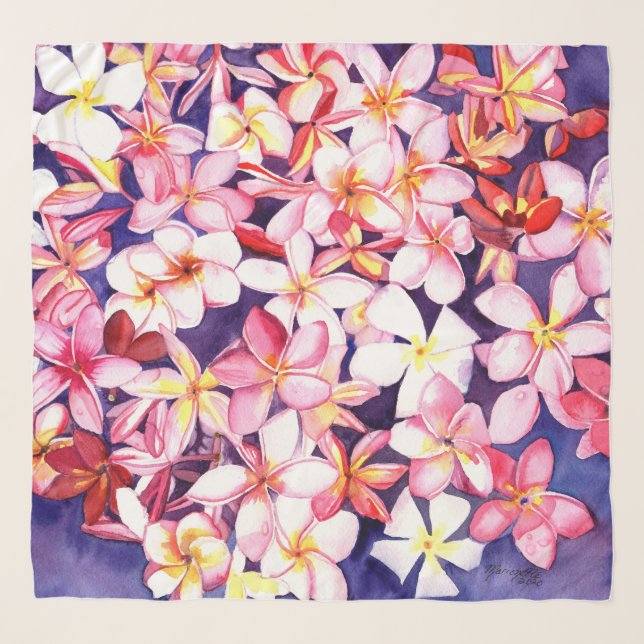 Plumeria Hawaiian Sarong  Scarf (Front)