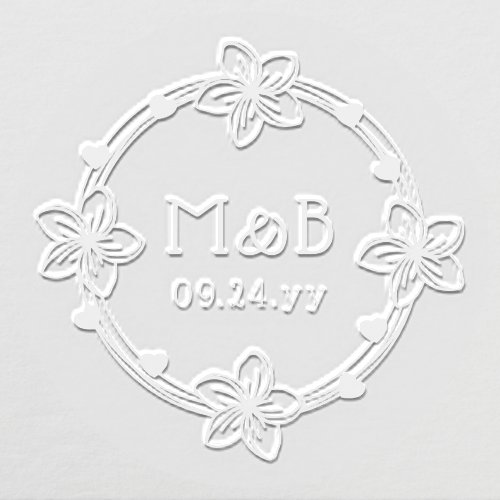 Plumeria Heart Monogram Wedding Personalized Embosser