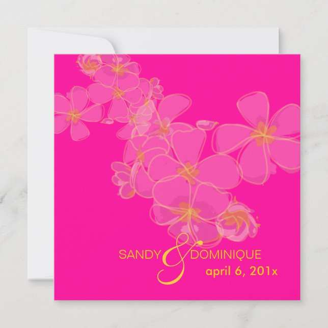 Plumeria / Hot Pink Luau/Graduation/Wedding Invitation (Front)