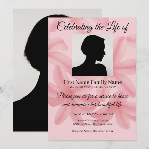 Plumeria memorial invitation