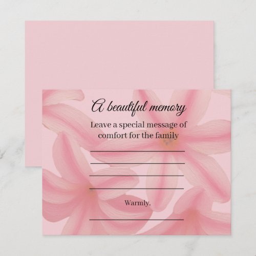 Plumeria Memorial Message Card