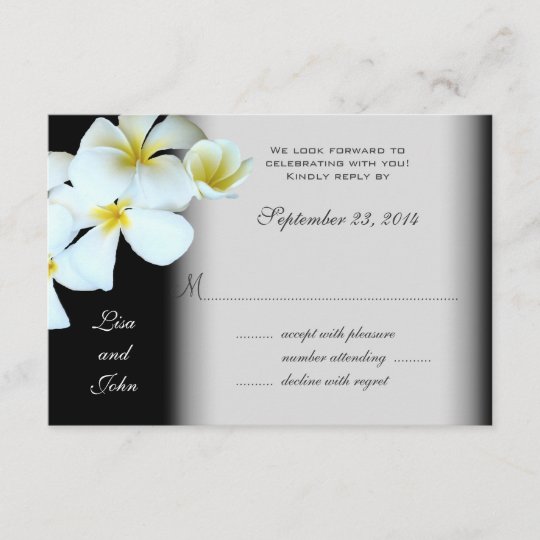 plumeria on black wedding invitation reply cards zazzle