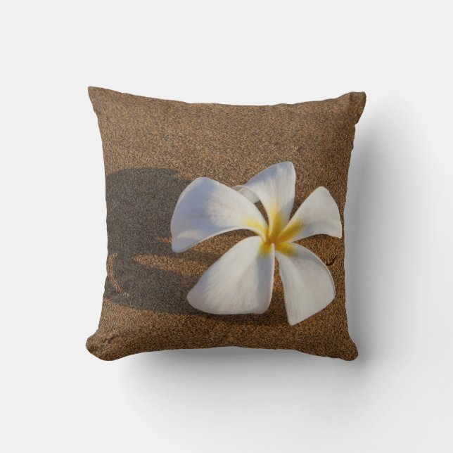 Plumeria on sandy beach, Maui, Hawaii, USA Throw Pillow (Front)