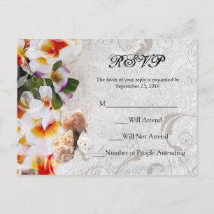 Plumeria Orchid Lei in Sand Beach RSVP Postcard