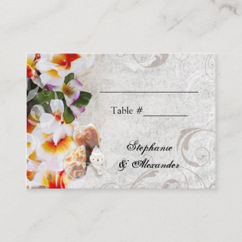 Plumeria Orchid Lei in the Sand Beach PlaceCards Business Card Templates