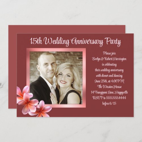 Plumeria Photo Anniversary Couples Party Invitation