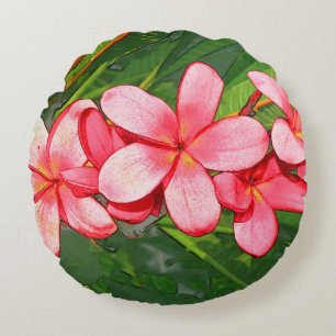 Plumeria Round Pillow