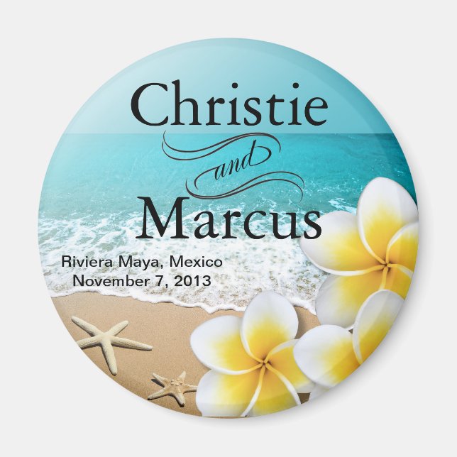 Plumeria Starfish Beach Tropical Favor Magnet (Front)