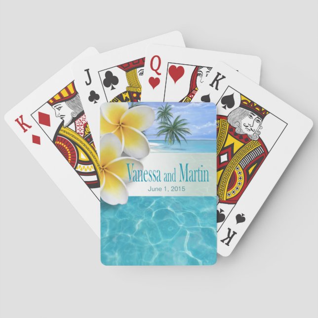 Plumeria Starfish Beach Tropical Hawaii Poker Cards (Back)