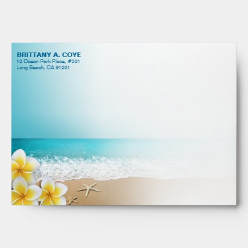 Plumeria Starfish Beach Tropical Hawaiian Envelope