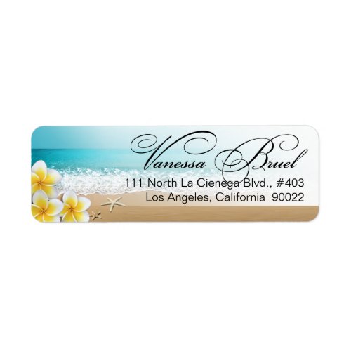 Plumeria Starfish Beach Tropical Wedding Hawaii Label