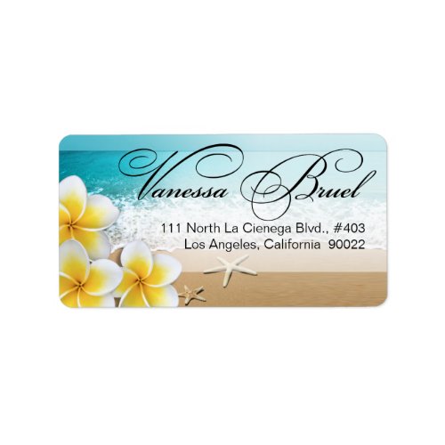 Plumeria Starfish Beach Tropical Wedding Hawaii Label