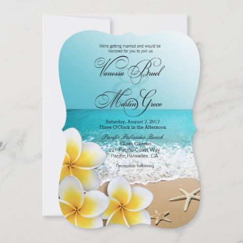 Plumeria Starfish Beach Tropical Wedding Invitation