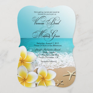 Plumeria Starfish Beach Tropical Wedding Invitation