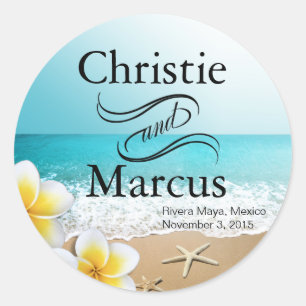 Plumeria Starfish Hawaii Beach Classic Round Sticker