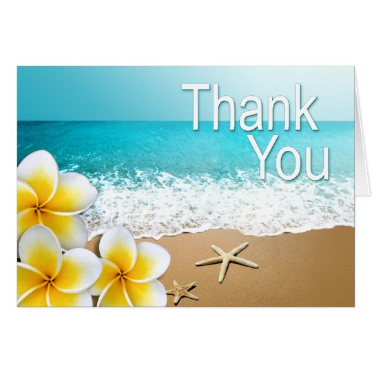 Plumeria Starfish Hawaii Beach Thank You Card Zazzle