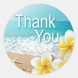 Plumeria Starfish Hawaii Beach Thank You Classic Round Sticker