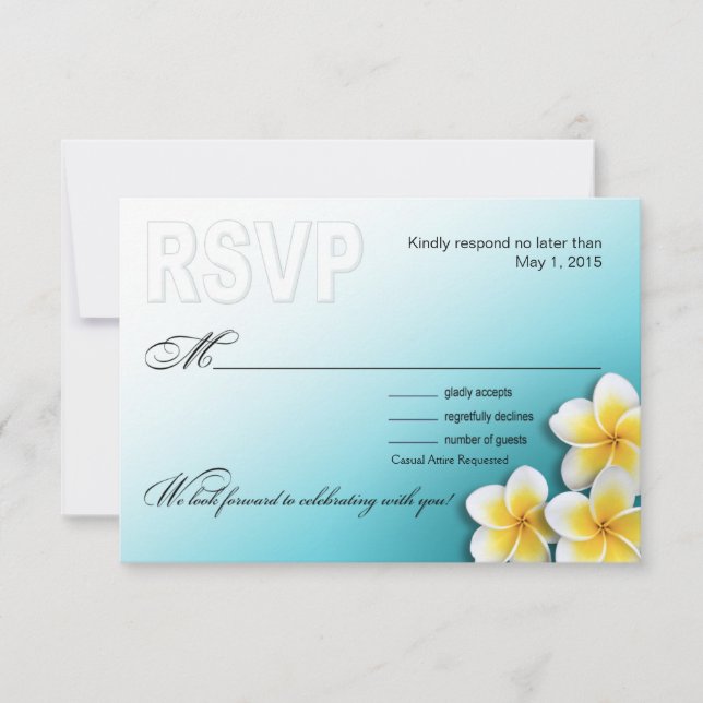 Plumeria Starfish Tropical Beach RSVP Card (Front)